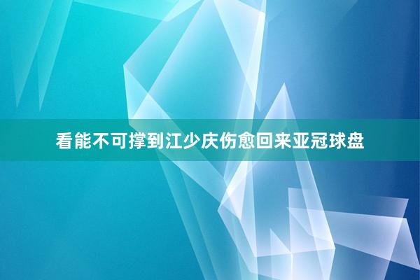 看能不可撑到江少庆伤愈回来亚冠球盘