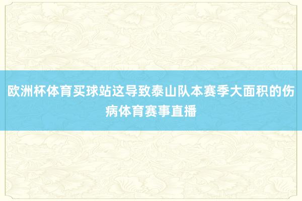 欧洲杯体育买球站这导致泰山队本赛季大面积的伤病体育赛事直播