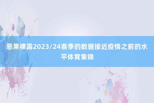 恶果裸露2023/24赛季的数据接近疫情之前的水平体育集锦